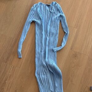 Fashion Nova Sky Blue Ribbed Cardigan